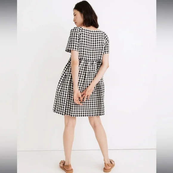 Madewell Linen-Blend Allie Mini Dress in Gingham Check - Picture 3 of 8